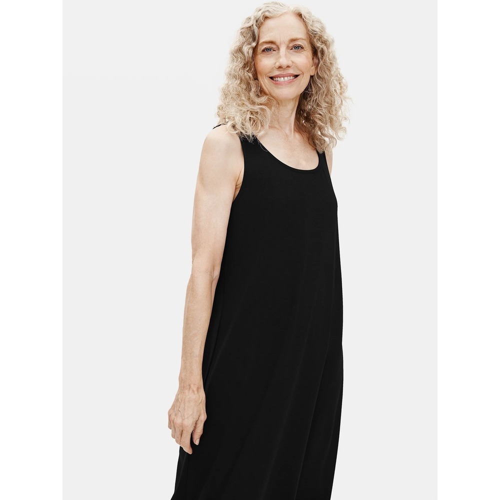 Eileen Fisher Black Organic Cotton Sleeveless Dress‎ Medium